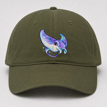 Manta Ray Barrel Turn Sea Sprite Baseball Cap – Army Green