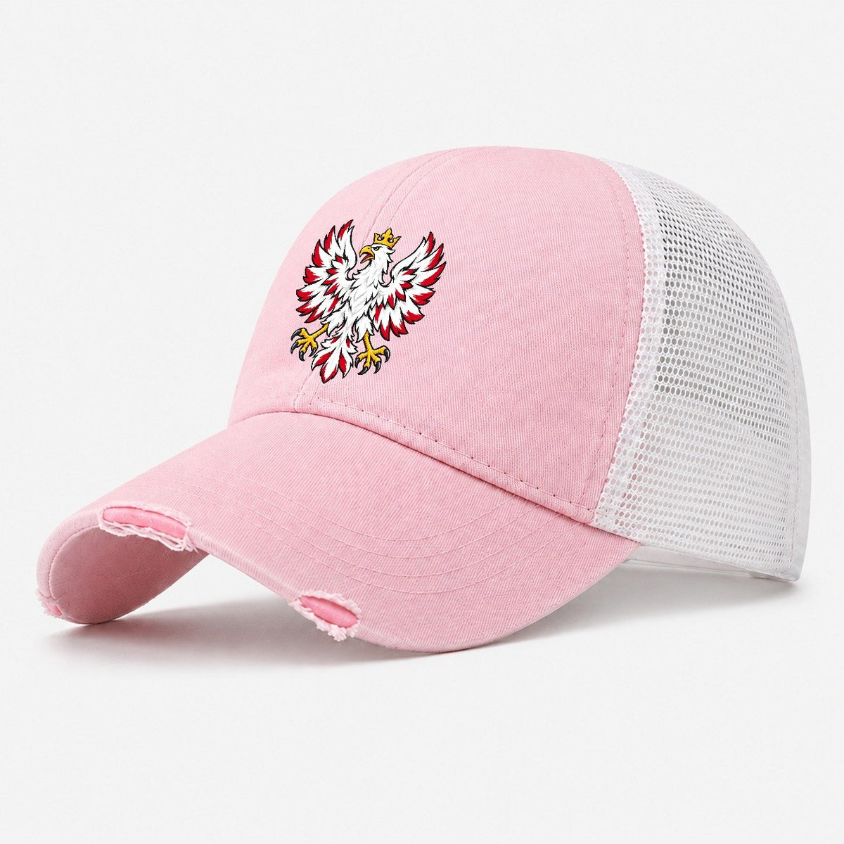 Poland Heraldic Crest Washed Trucker Hat – Light Pink