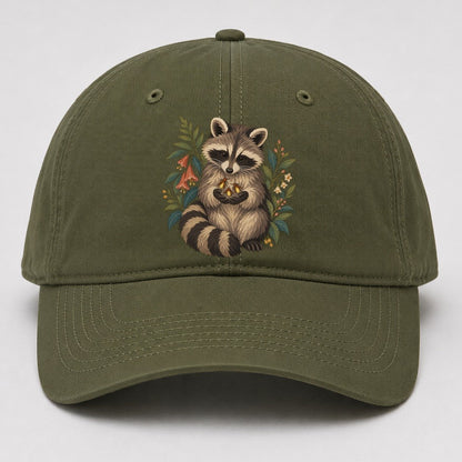Raccoon Firefly Bowl Gentle Wild Baseball Cap – Army Green