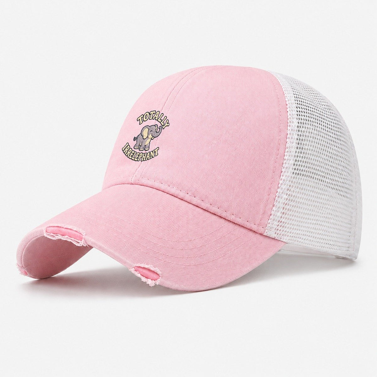 Elephant Animal Puns Washed Trucker Hat – Light Pink