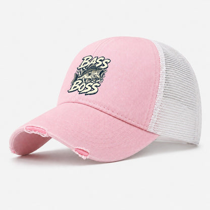 Bass Boss Fishing Elegant Washed Trucker Hat – Light Pink