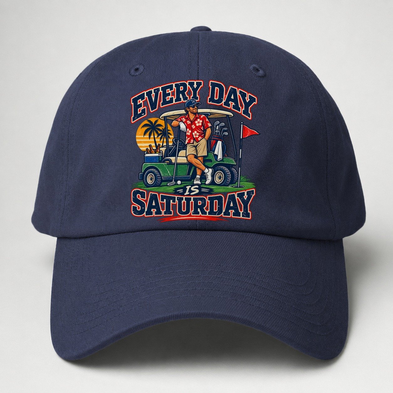 Every Day Is Saturday Golf Life Baseball Cap – Twilight Navy