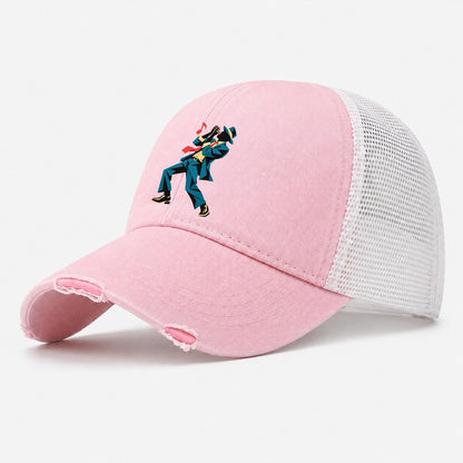 Cut-Paper Harmonica Washed Trucker Hat – Light Pink
