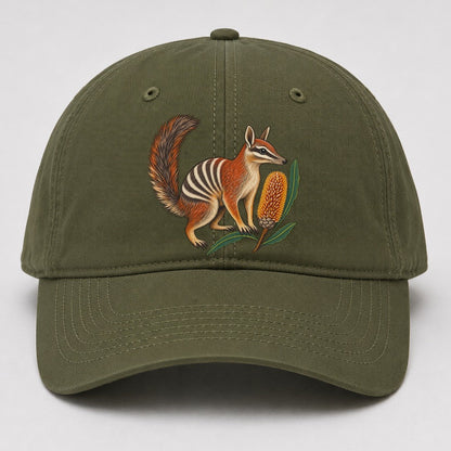 Numbat And Banksia Cones Australia Cultural Icons Baseball Cap – Army Green