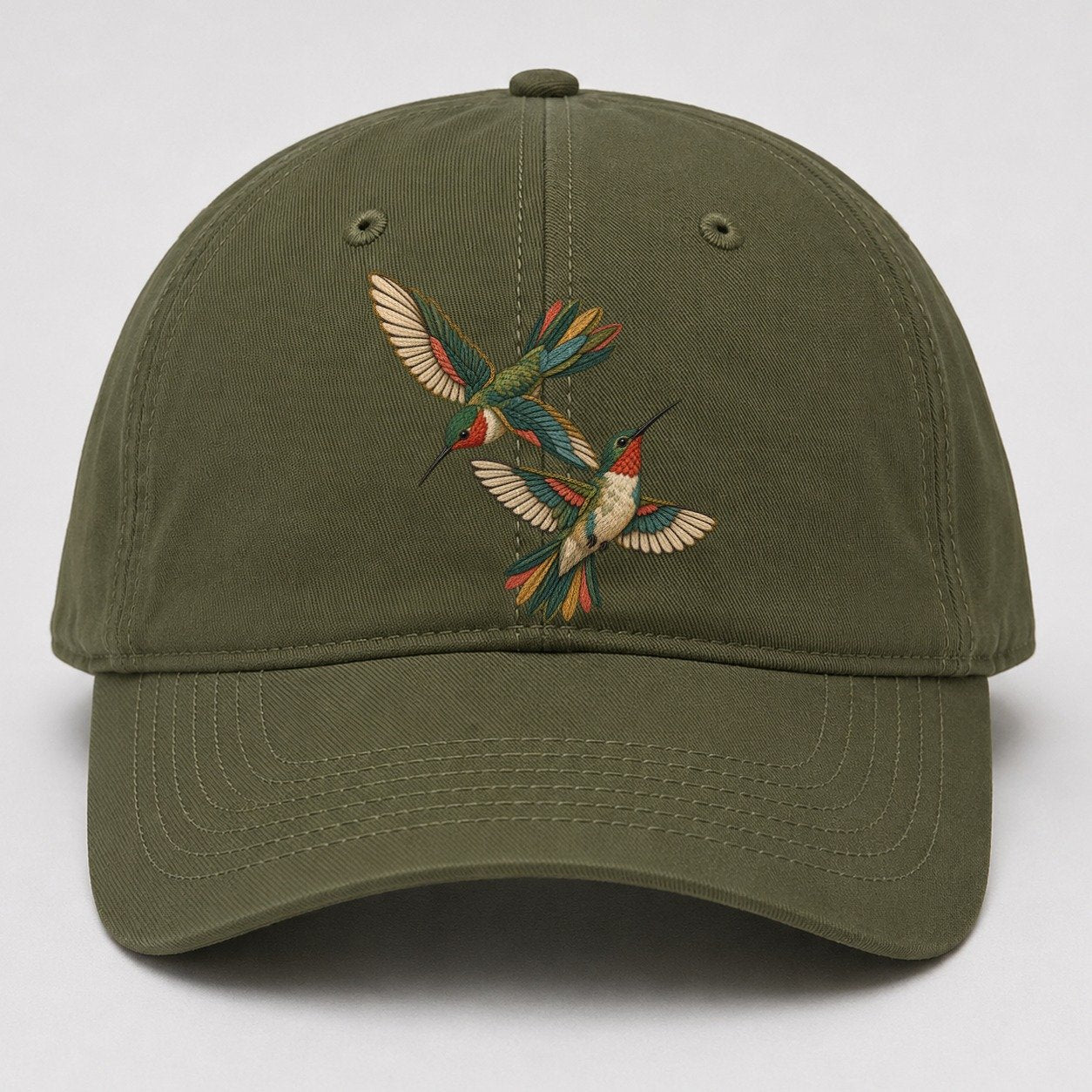 Crosswind Hummingbird Pair Gentle Wild Baseball Cap – Army Green