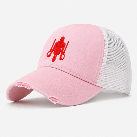 Gymnast Ring Support Tuck Micro Motion Mark Washed Trucker Hat – Light Pink