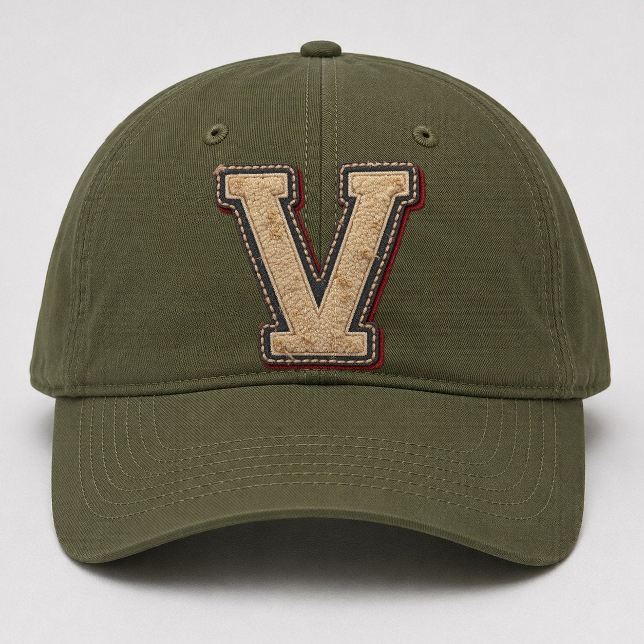 Varsity Chenille V Monogram Baseball Cap – Army Green