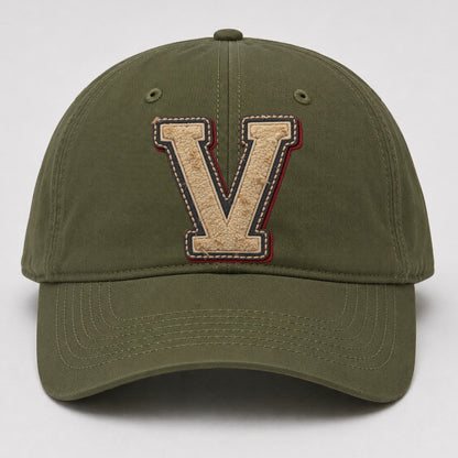 Varsity Chenille V Monogram Baseball Cap – Army Green
