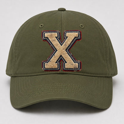 Varsity Chenille X Monogram Baseball Cap – Army Green