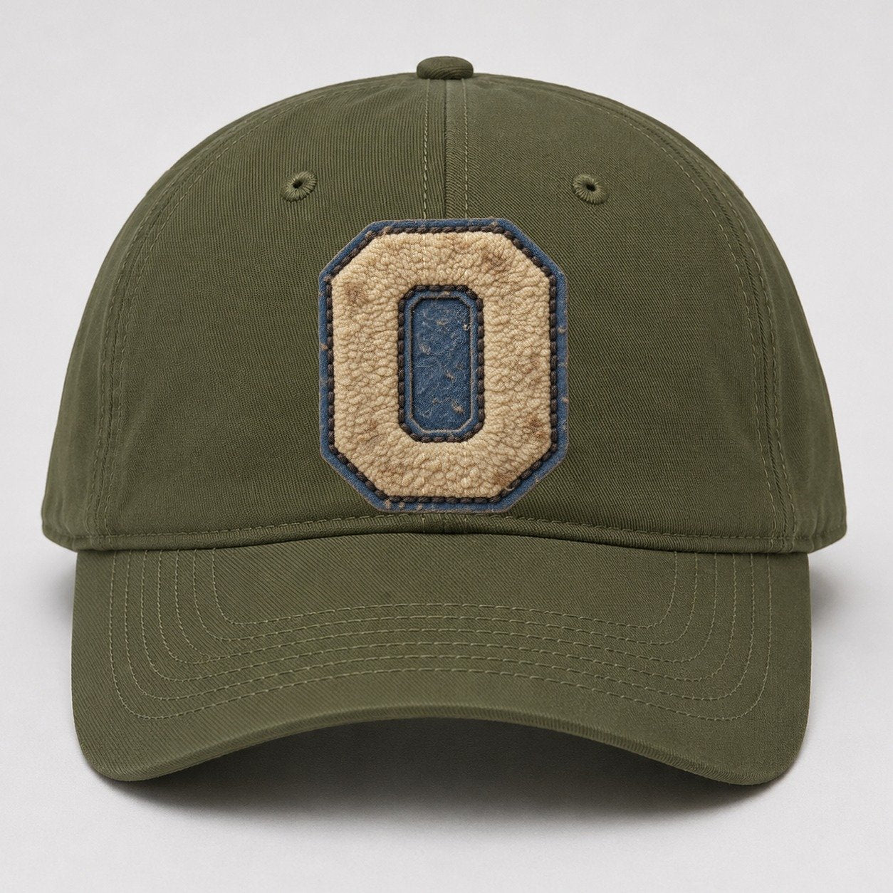Varsity Chenille O Monogram Baseball Cap – Army Green