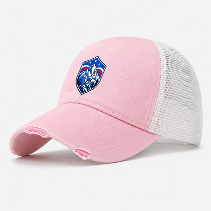 Slovenia Minimal Emblem Country Logos Washed Trucker Hat – Light Pink
