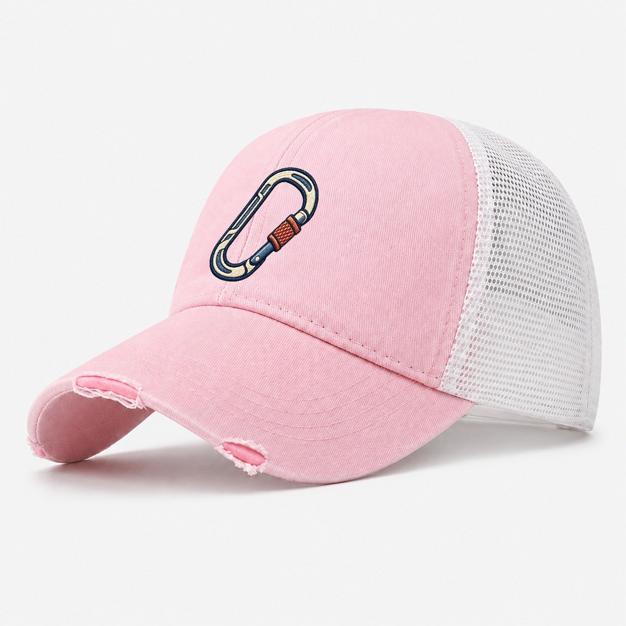 Climbing Carabiner Tiny Solo Marks Washed Trucker Hat – Light Pink
