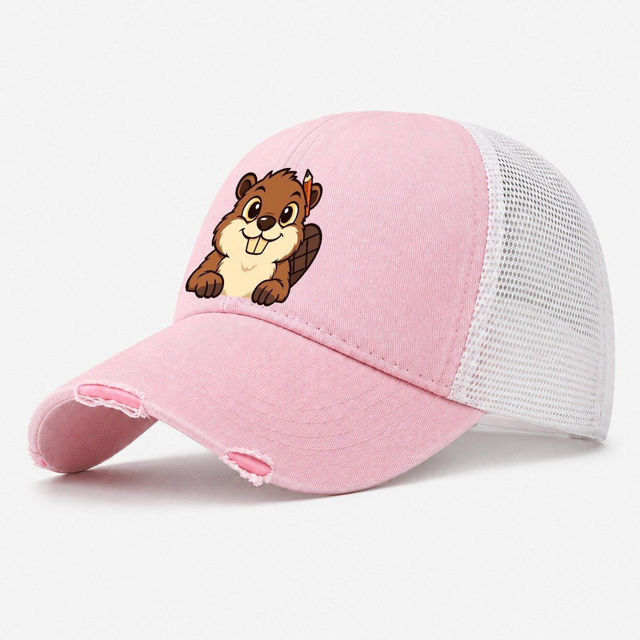 Workshop Beaver Woodworking Washed Trucker Hat – Light Pink