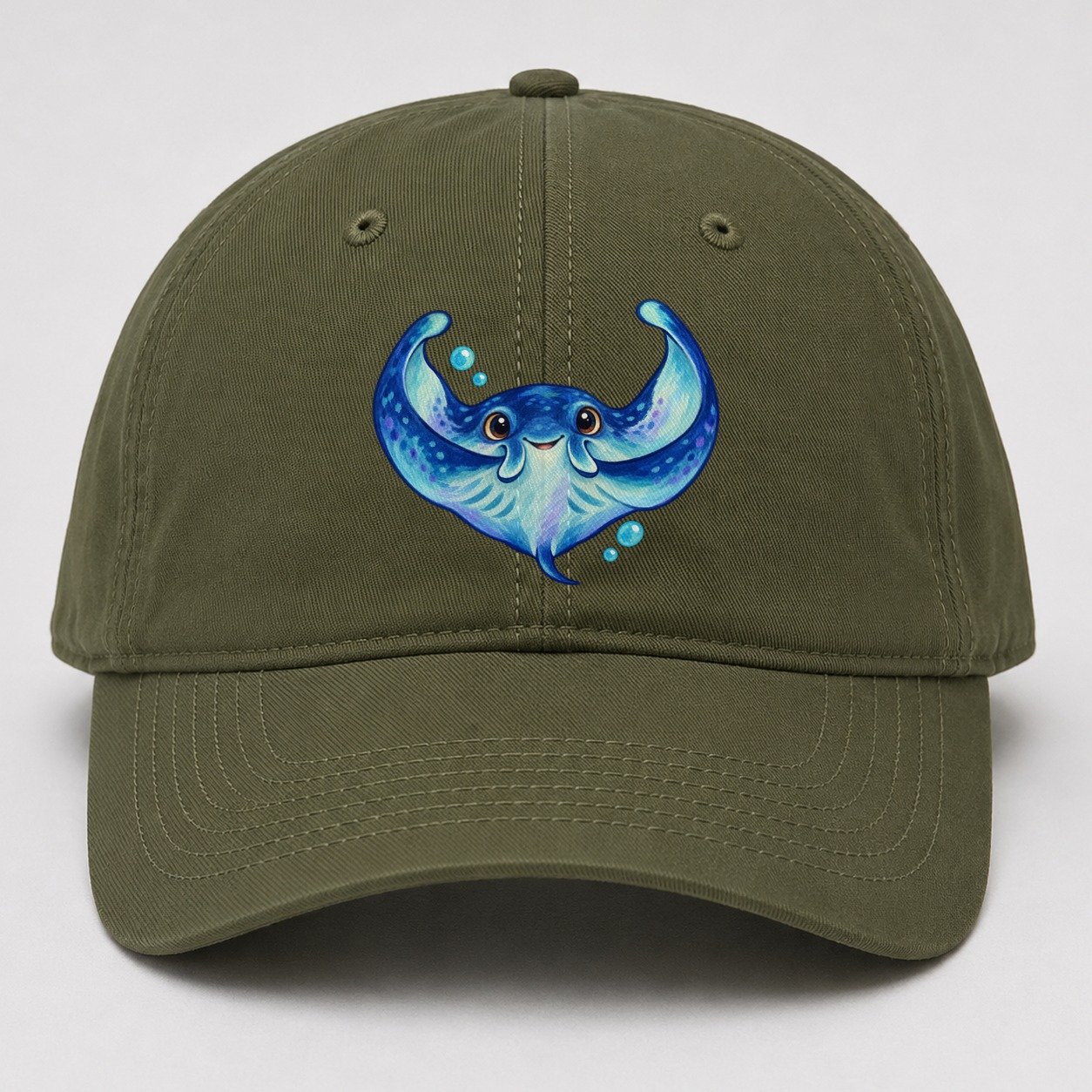 Manta Ray Wing Hug Sea Sprite Baseball Cap – Army Green