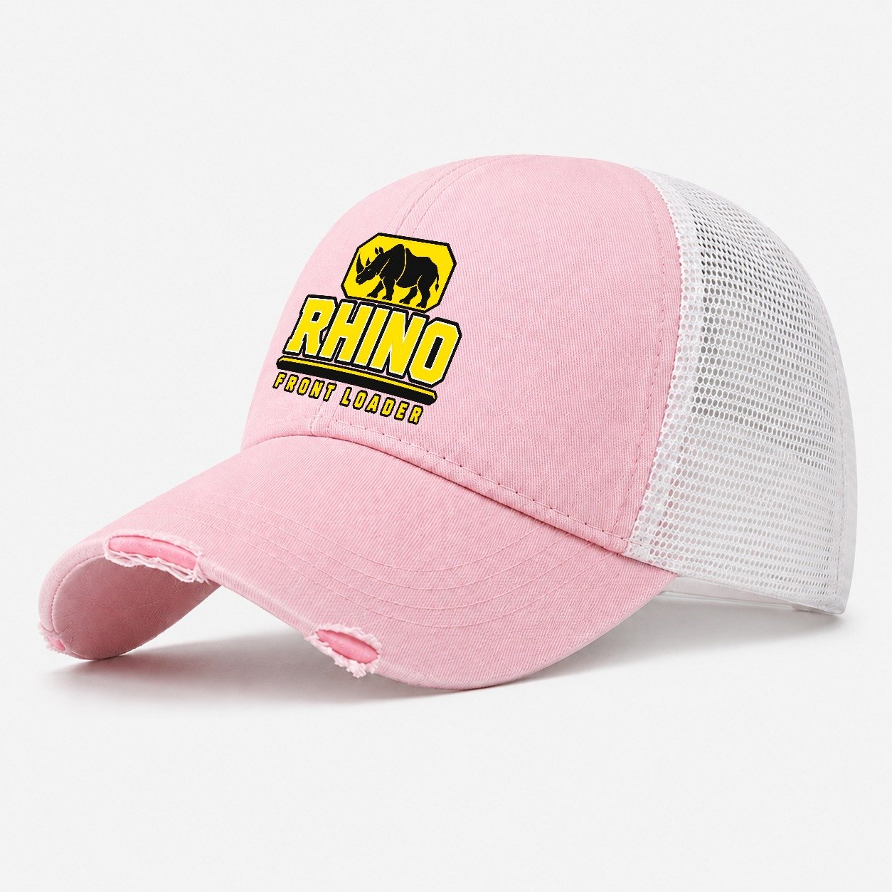 Rhino Front Loader Heavy Duty Washed Trucker Hat – Light Pink