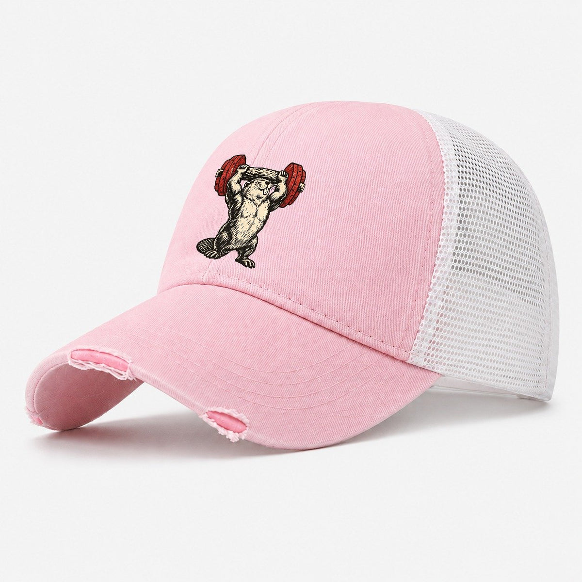 Beaver Log Press Animal Lifters Washed Trucker Hat – Light Pink