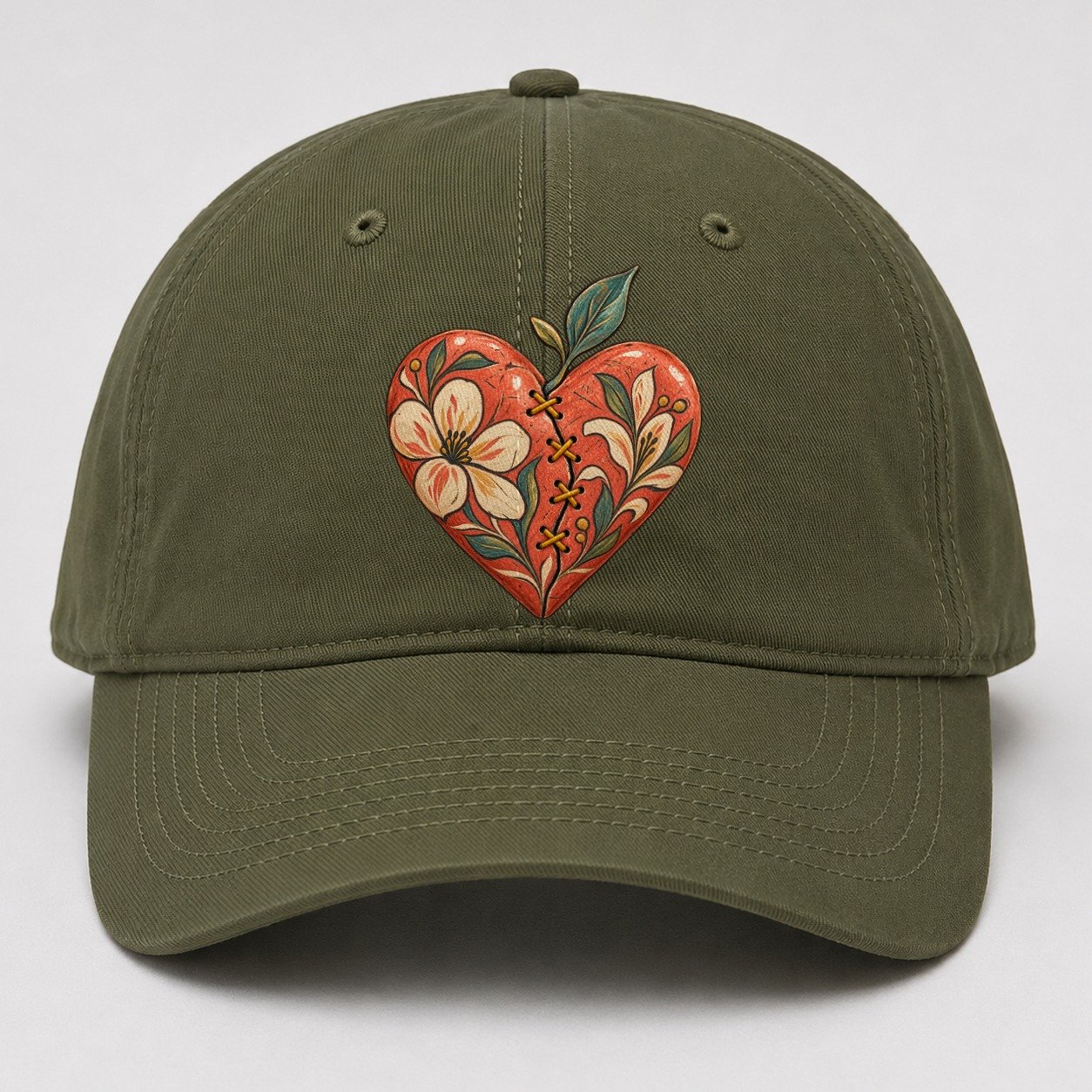 Mended Heart Golden Thread Gentle Wild Baseball Cap – Army Green