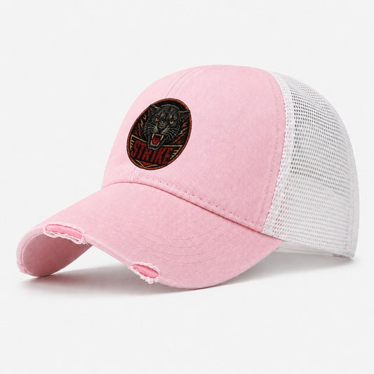 Cougar Strike Badge Washed Trucker Hat – Light Pink
