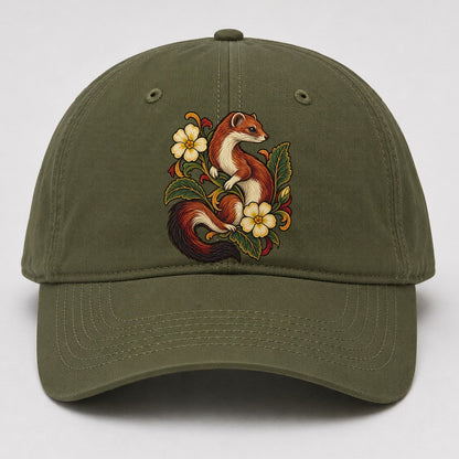 British Stoat And Primrose Uk Culture Heritage Baseball Cap – Army Green