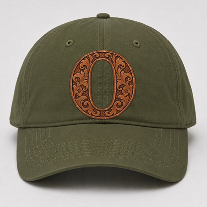 Tooled Leather O Monogram Baseball Cap – Army Green