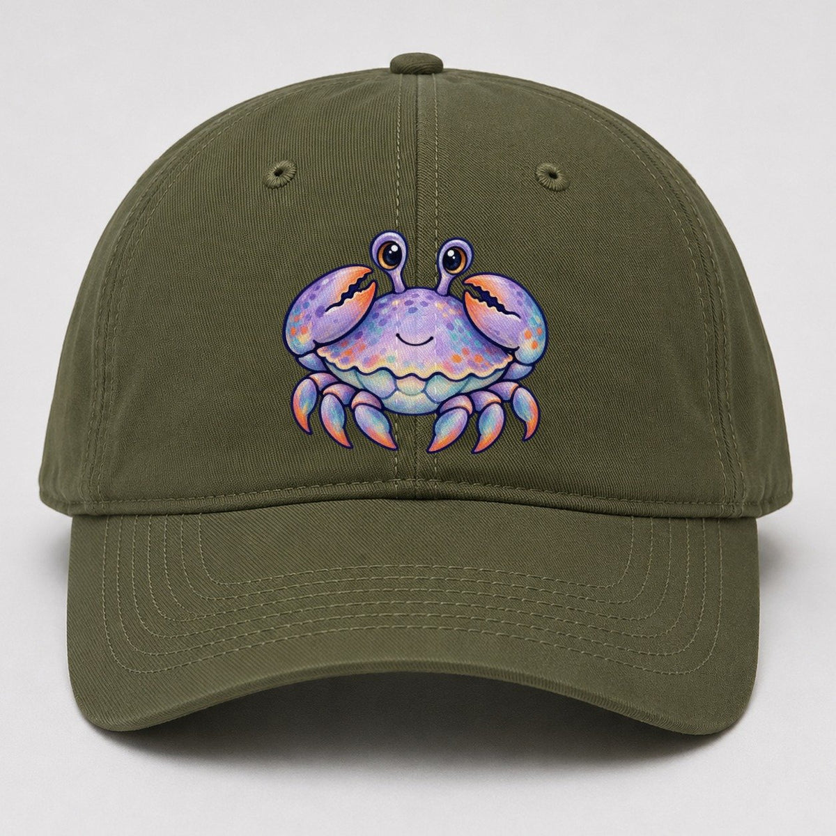 Crab Tucked Claw Hug Sea Sprite Baseball Cap – Army Green