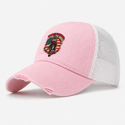 Promoted To Grandpa Still The Boss Old Man Strong Washed Trucker Hat – Light Pink