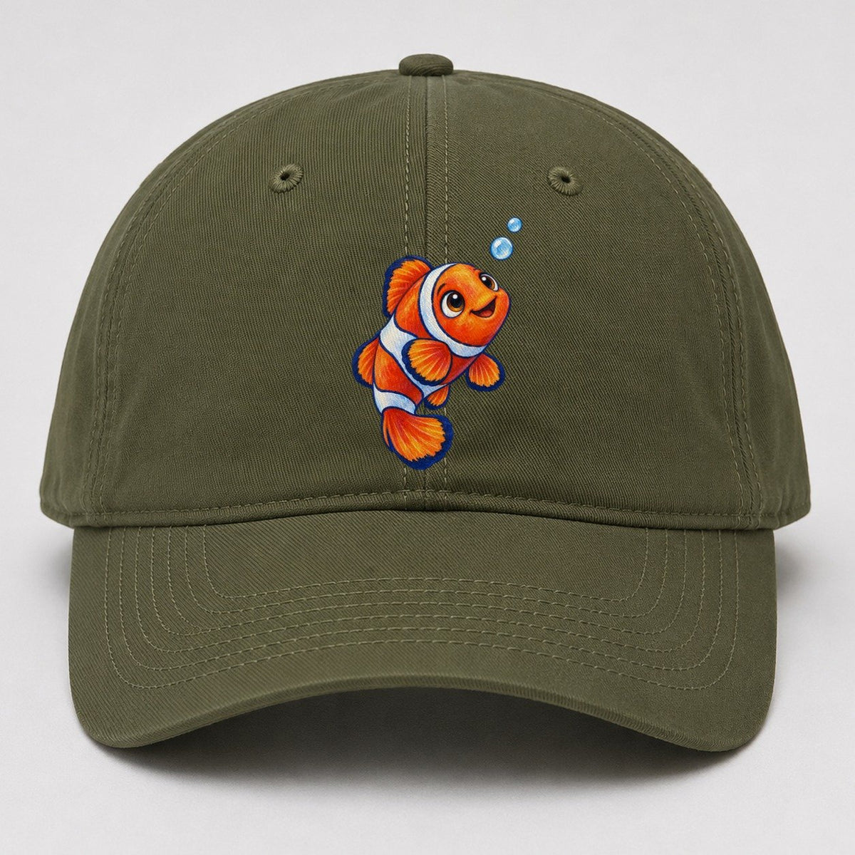 Clownfish Upward Flick Sea Sprite Baseball Cap – Army Green
