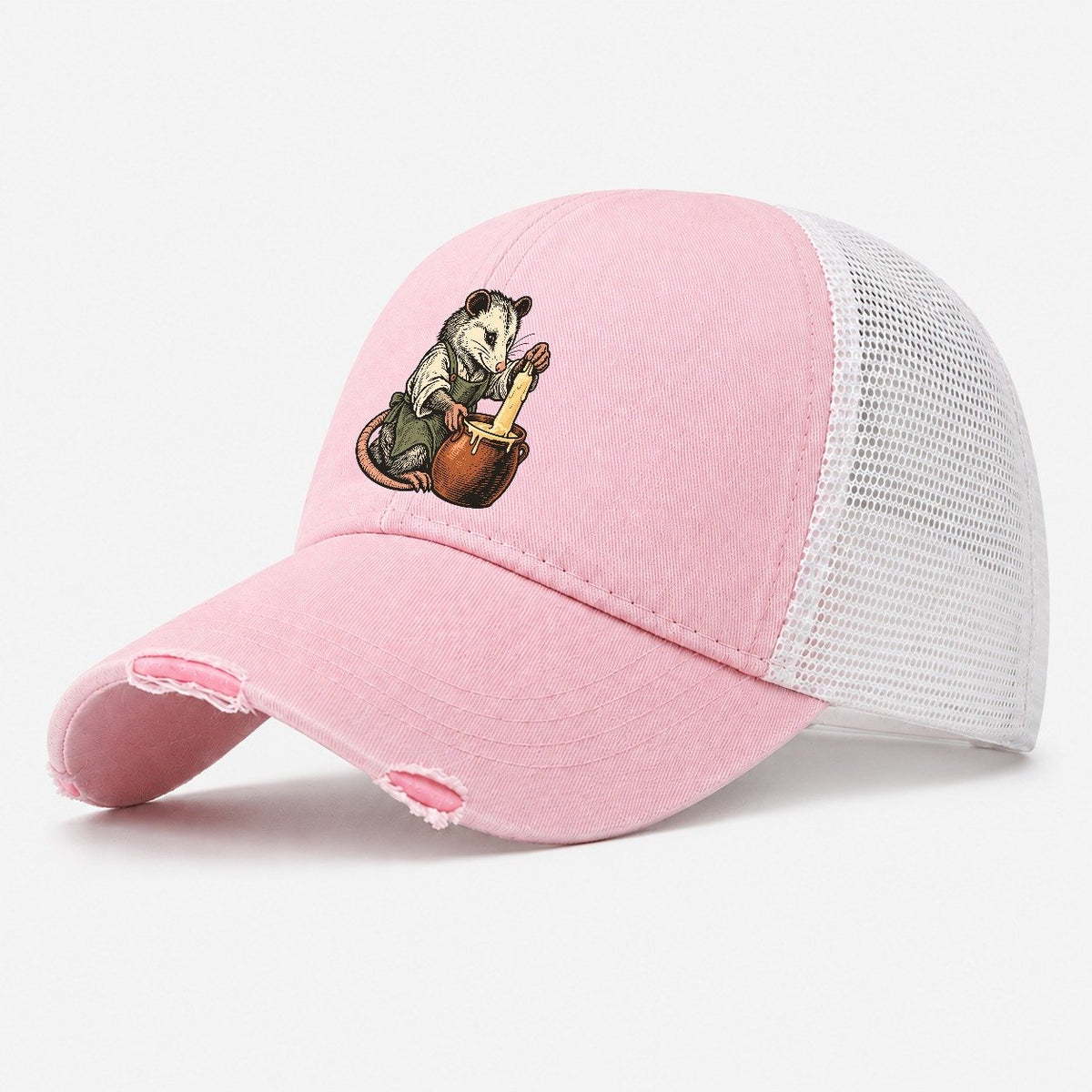 Opossum Candle Maker Sundown Familiars Washed Trucker Hat – Light Pink