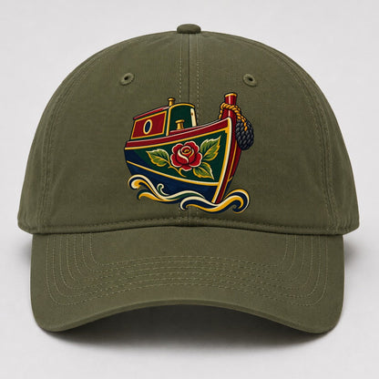 Canal Narrowboat Rose Painted Bow Uk Culture Heritage Baseball Cap – Army Green