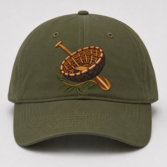 Welsh Coracle Paddle And Willow Ribs Uk Culture Heritage Baseball Cap – Army Green
