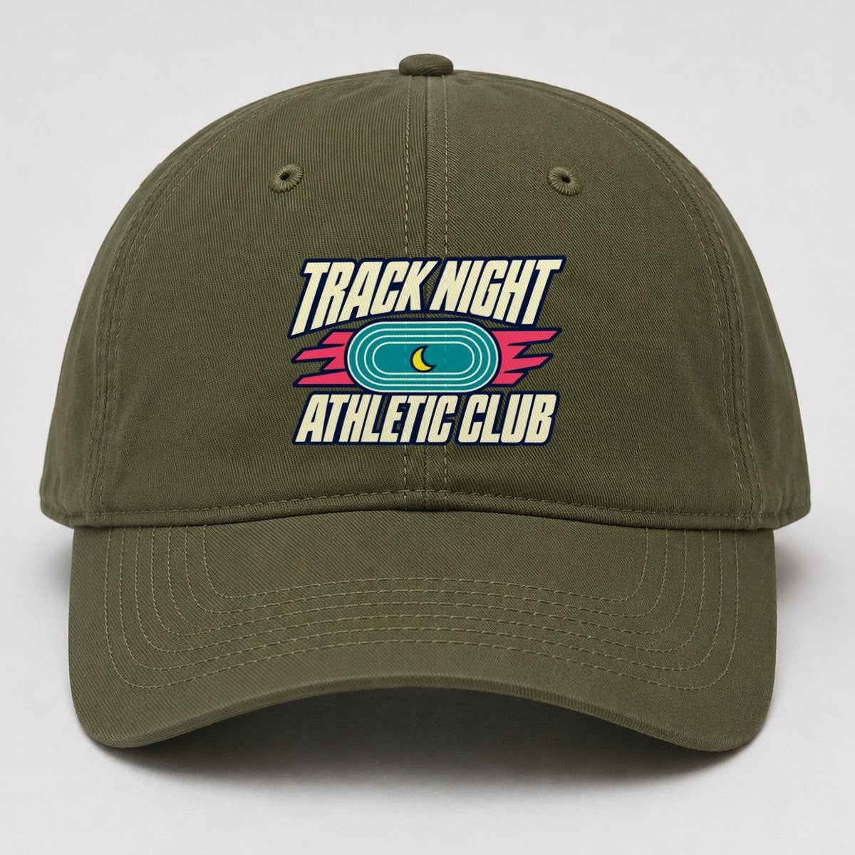 Track Night Athletic Club 90S Running Clubs Baseball Cap – Army Green