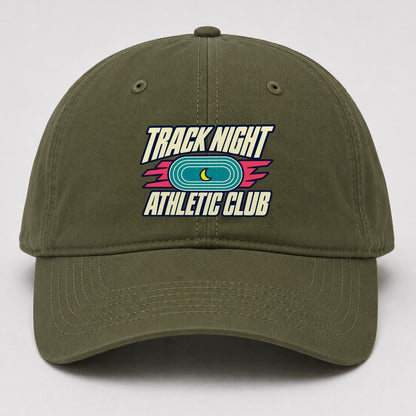 Track Night Athletic Club 90S Running Clubs Baseball Cap – Army Green