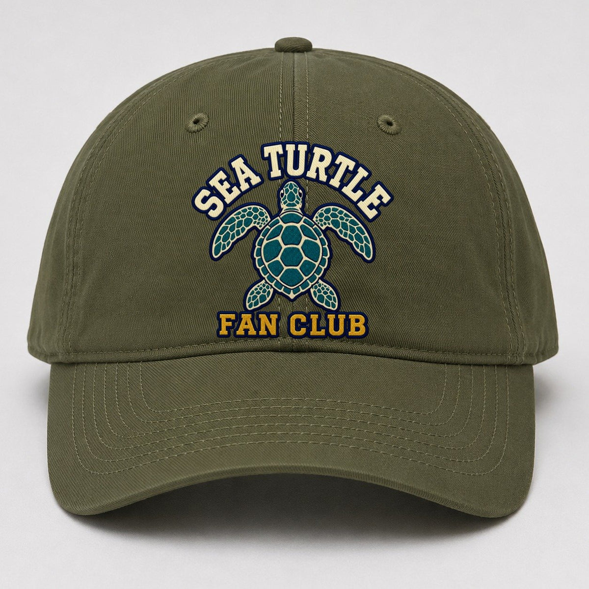Sea Turtle Fan Club Baseball Cap – Army Green