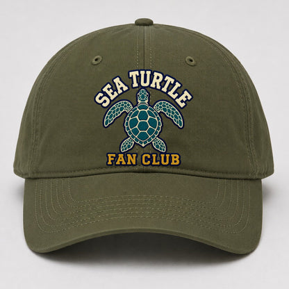 Sea Turtle Fan Club Baseball Cap – Army Green
