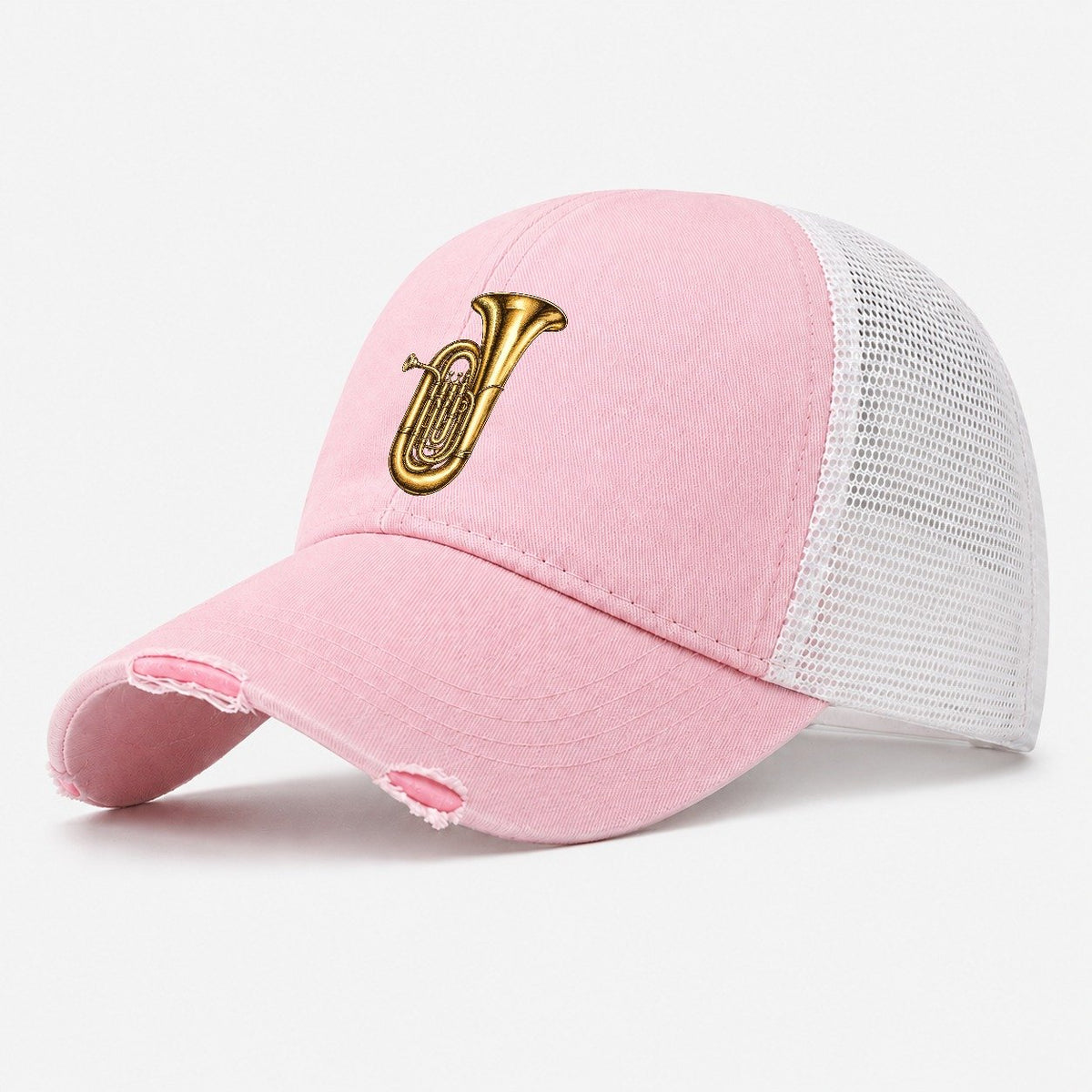 Tuba Warm Brass Curl Pastimes Companions Washed Trucker Hat – Light Pink