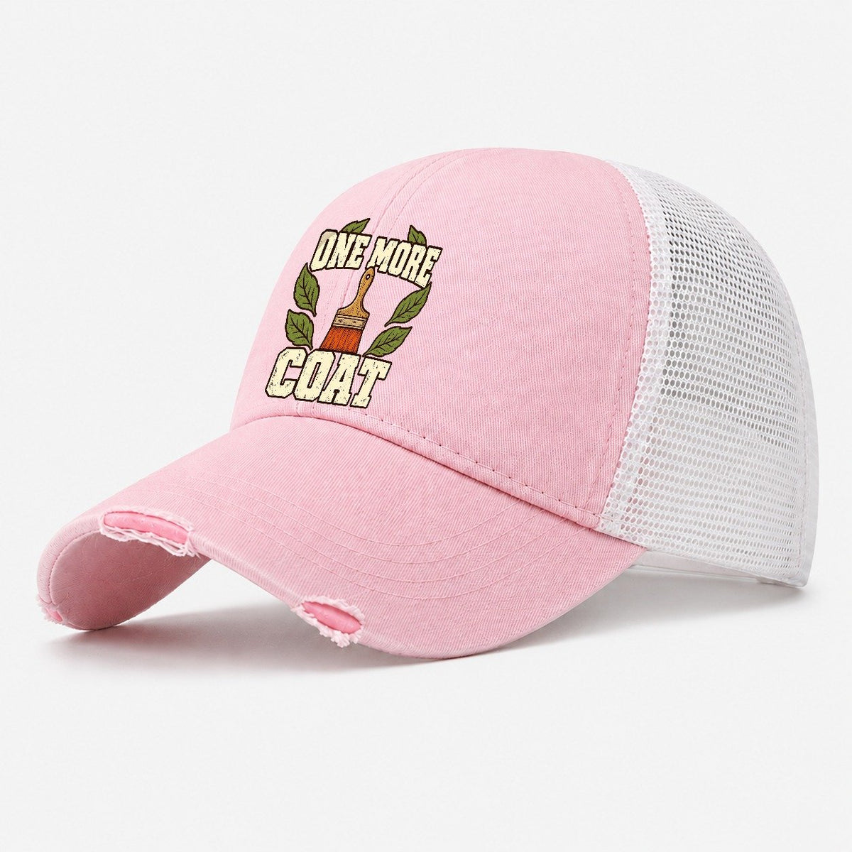 One More Coat Woodworking Washed Trucker Hat – Light Pink
