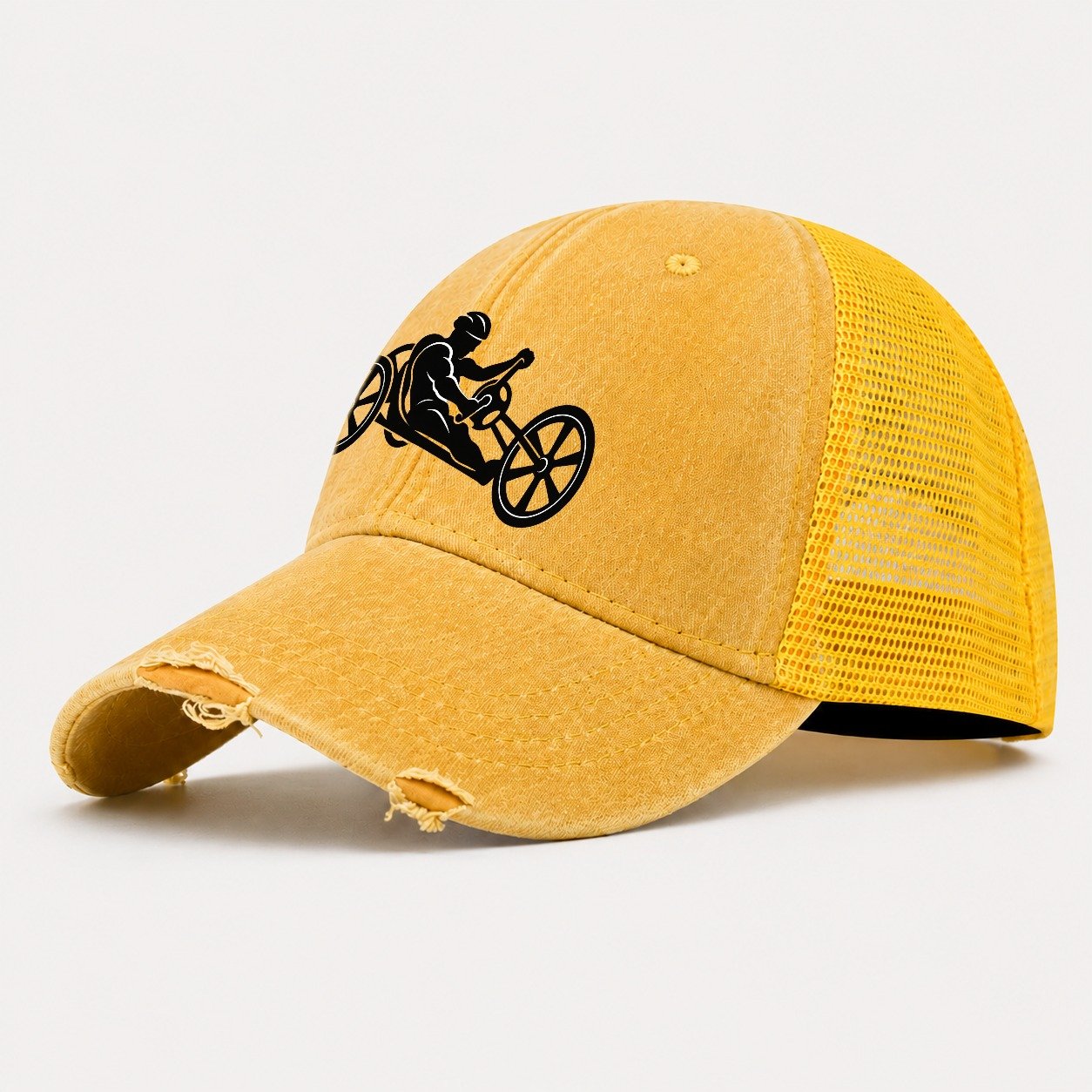 Handcycle Racer Cycling Life Washed Trucker Hat – Yellow