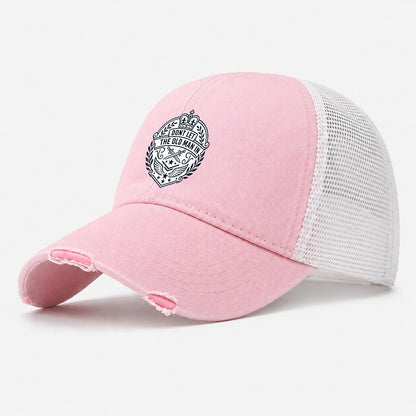 Don't Let the Old Man In Line Art Washed Trucker Hat – Light Pink