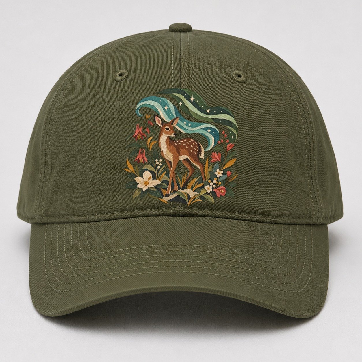 Deer Aurora Shelter Gentle Wild Baseball Cap – Army Green
