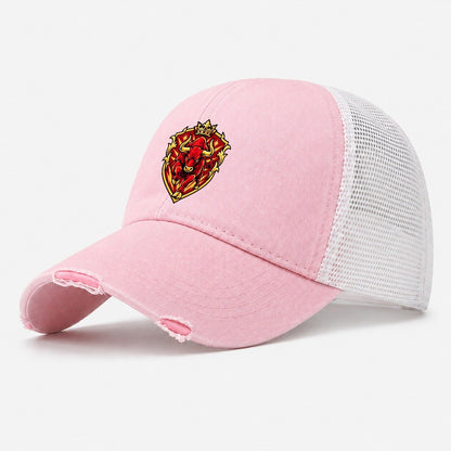 Spain Minimal Emblem Country Logos Washed Trucker Hat – Light Pink