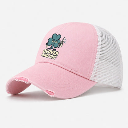 Clover And Out Familiar Punchlines Washed Trucker Hat – Light Pink