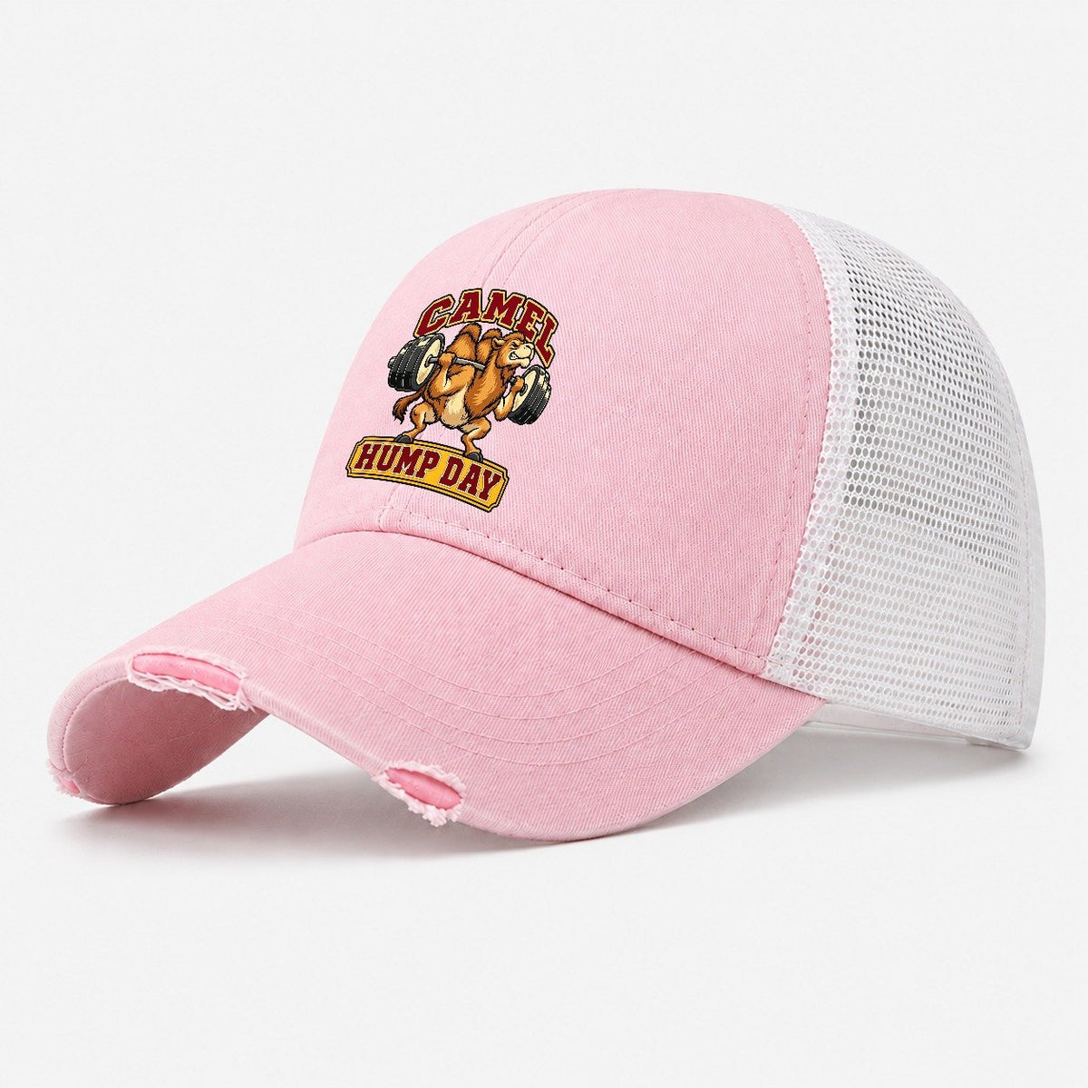 Camel Hump Day Animal Lifters Washed Trucker Hat – Light Pink