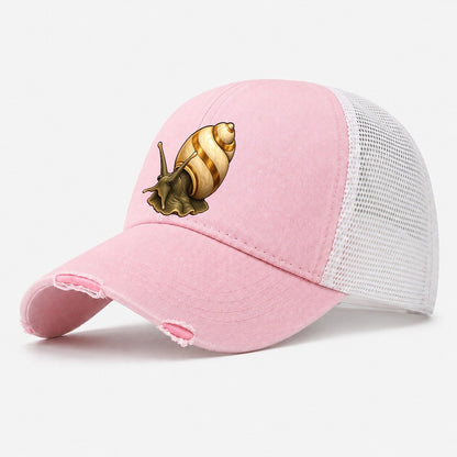 Mystery Snail Portrait Aquarium Keeping Washed Trucker Hat – Light Pink
