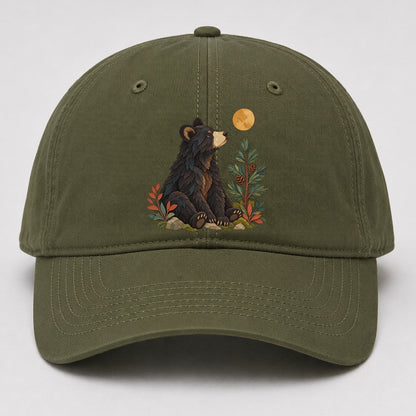 Small Bear Pine Moon Gentle Wild Baseball Cap – Army Green