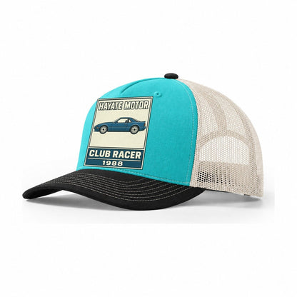 Hayabusa Club Racer Showa Speed Plates Trucker Hat – Aqua Black White