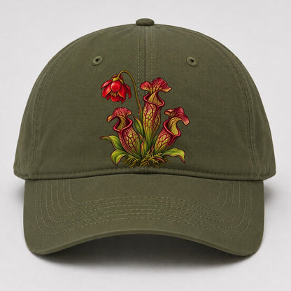 Newfoundland And Labrador Purple Pitcher Plant Canada Cultural Icons Baseball Cap – Army Green