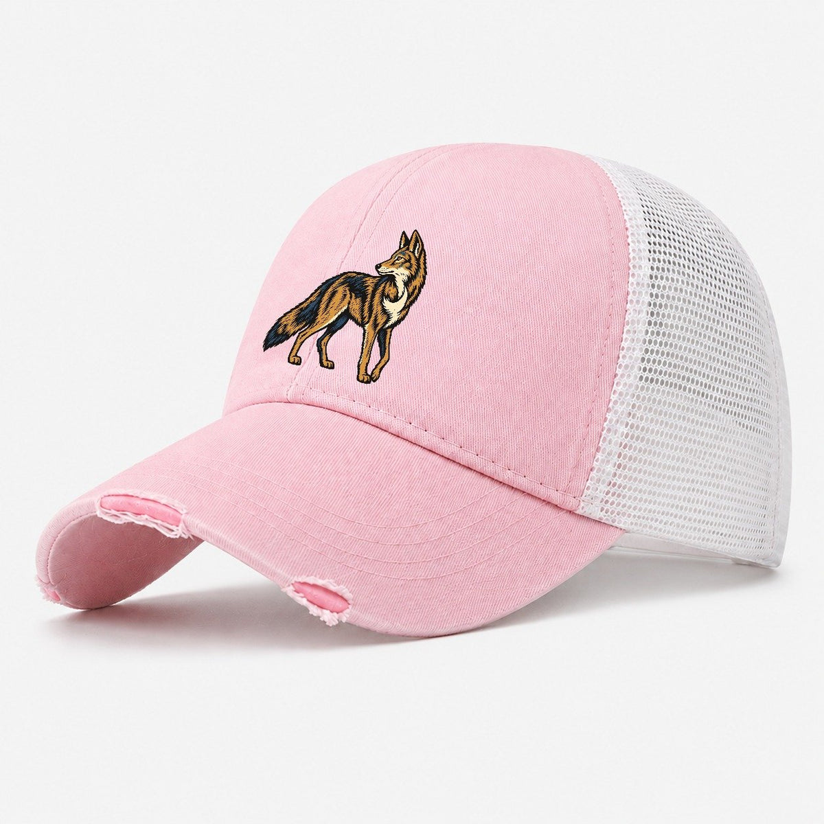 Coyote Crescent Chest Sundown Familiars Washed Trucker Hat – Light Pink