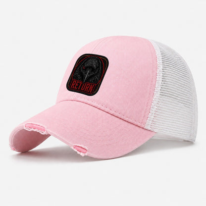 Raven Return Badge Washed Trucker Hat – Light Pink