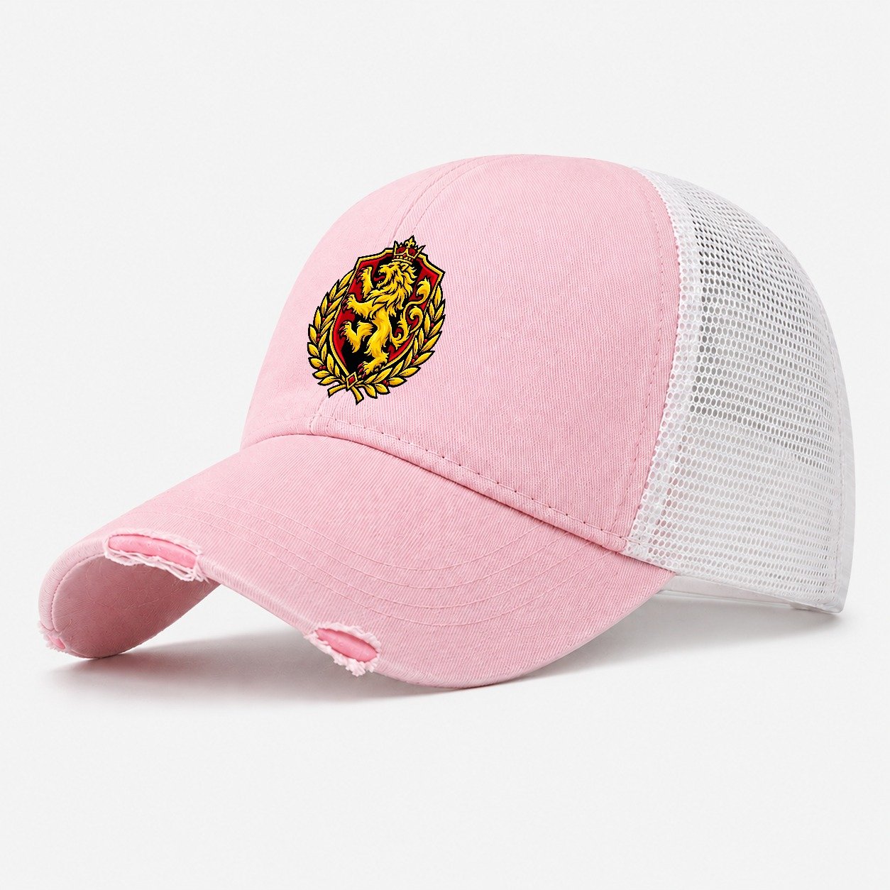 Belgium Minimal Emblem Country Logos Washed Trucker Hat – Light Pink