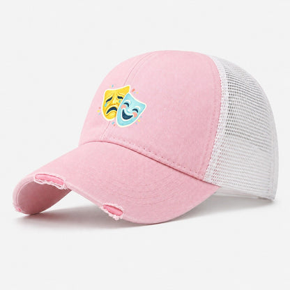 Black Labrador Portrait Washed Trucker Hat – Light Pink